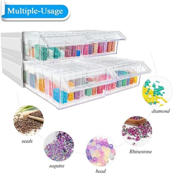 Diamond Painting Storage, 4 Pack Stackable Bead Organizer 140 Slots Containers - Picture 7 of 7